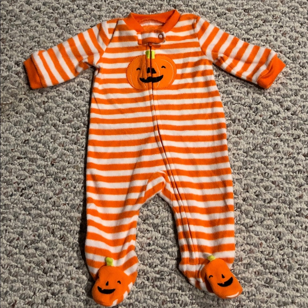 Halloween Newborn Pumpkin Onesie Footed Pajama